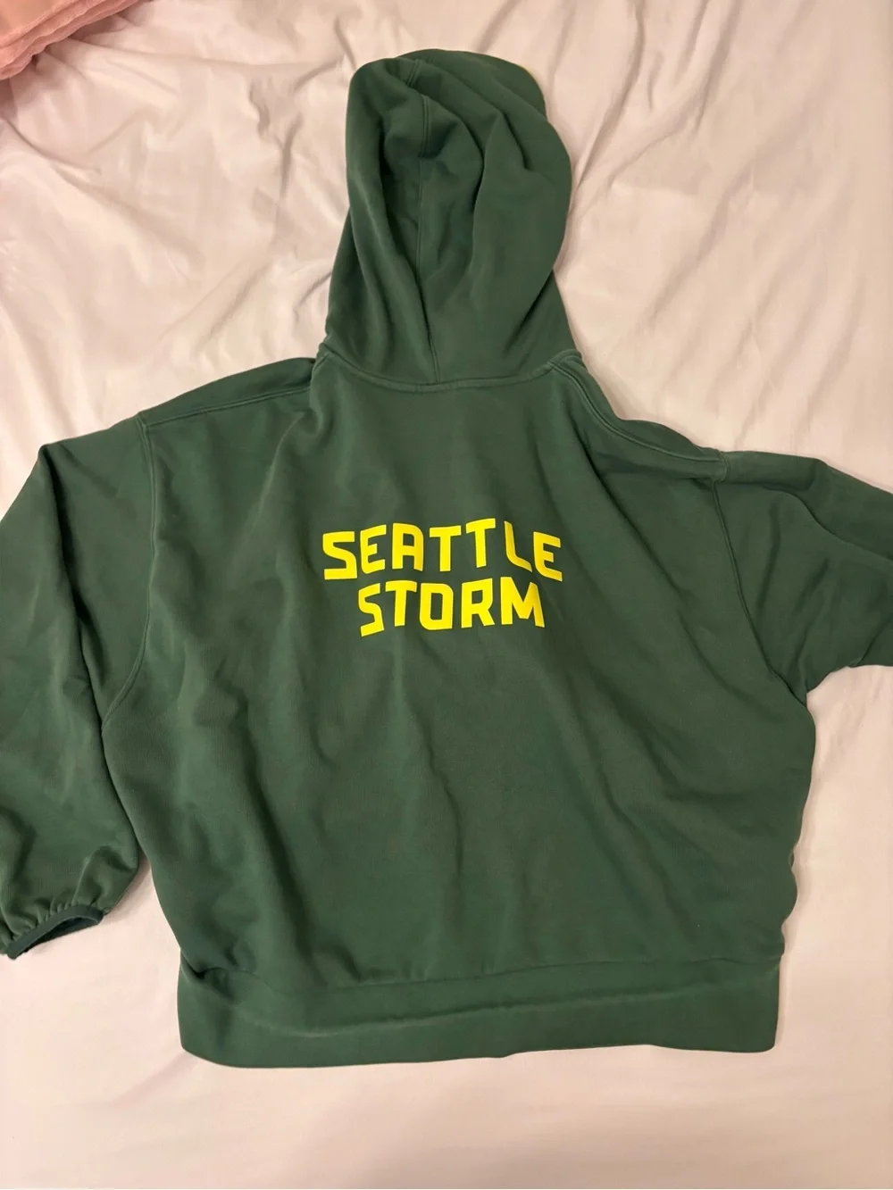 Nike Women's Seattle Storm Dark Green Hooded Varsity Jacket with Yellow Trim